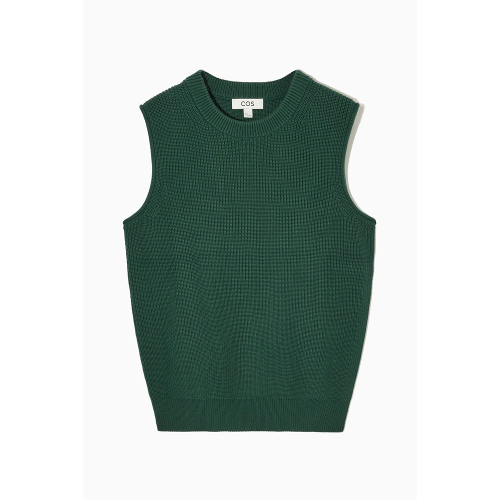 COS Knitted Sweater Vest XS Forest Green